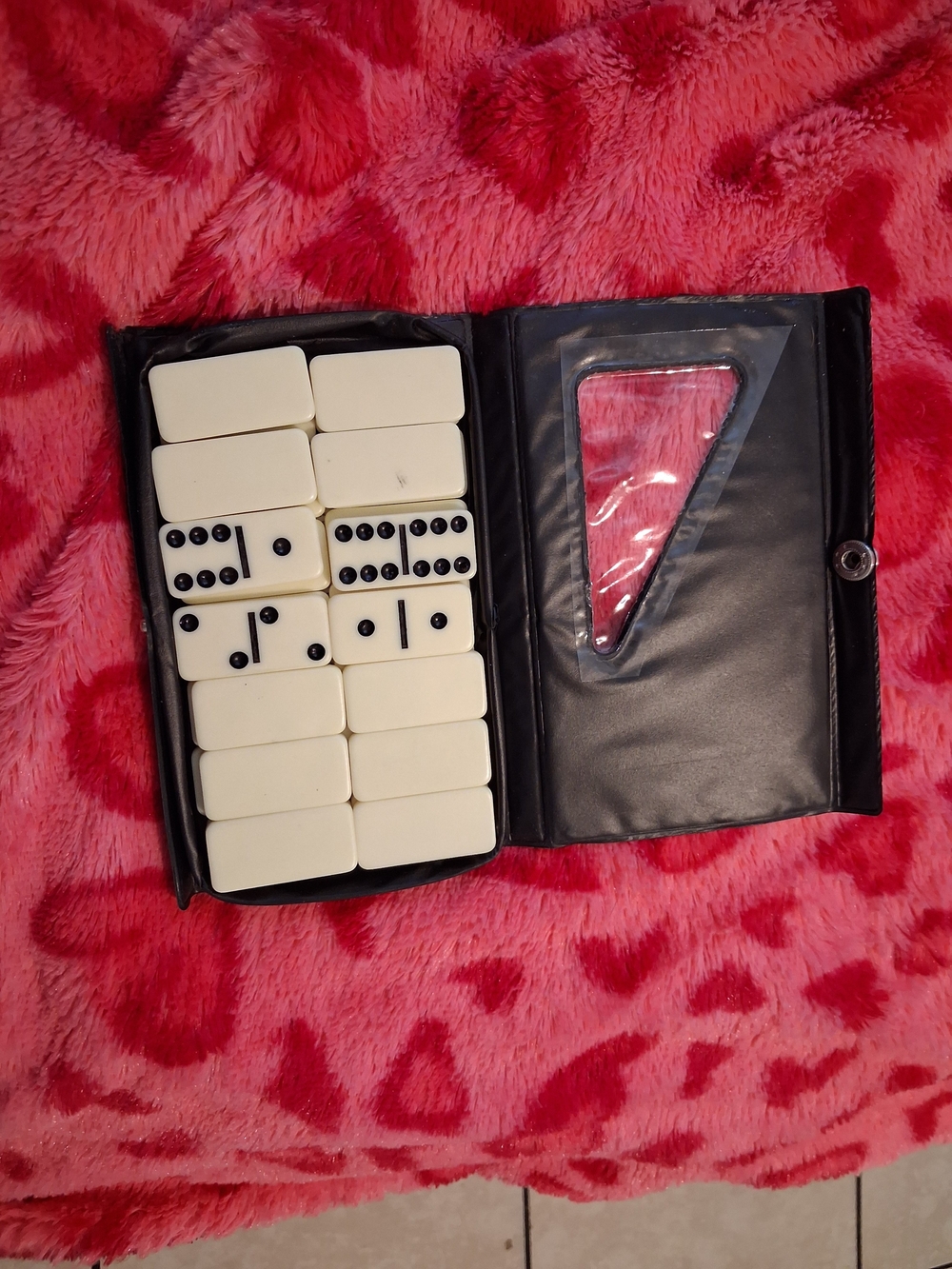 White Domino Set with Black Case - Travel Game